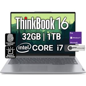 Lenovo ThinkBook 16 G6 Business Laptop, 16" FHD+, Intel 10 Core i7-1355U, 32GB DDR5, 1TB NVMe, WiFi 6 + BT, Backlit KB, Fingerprint, HD Webcam, Win 11 Pro