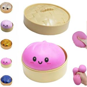 Dumpling Squishies,Glitter Dumpling, Glitter Squishy with Box,Easter Basket Stuffers (Pink)