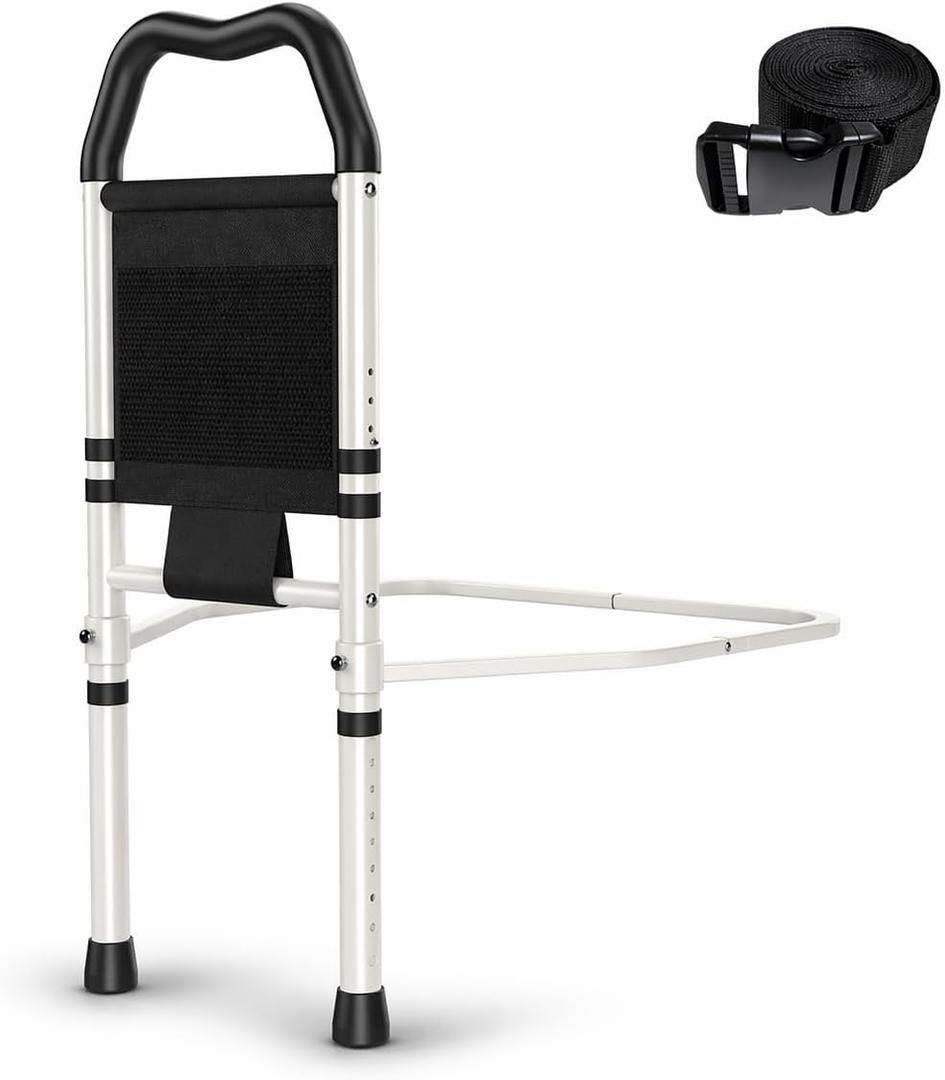 YL-01 Bed Rails for Seniors & Bed Rail for Elderly, Adjustable Safety Support with Non-Slip Ergonomic Handle & Storage Pocket, Fall Prevention Assist Rail with Support Leg, ASTM Certified