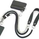 Clip and Go Strap for Phone with Wallet Crossbody, Bling Crystal Phone Strap Crossbody for Hands-Free Style (Black)