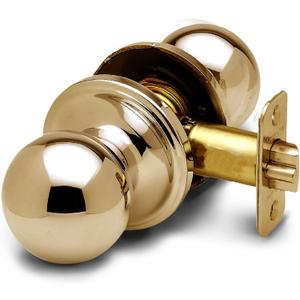 Copper Creek Passage Interior Door Knob  ANSI Grade-3 Certified, Modern Heavy Duty Handle, Easy Install and Reversible for Bedroom, Bathroom & Closets  Polished Brass (1 Pack)