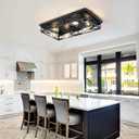 Flush Mount Ceiling Light Fixture,6-Light Black Farmhouse Flush Mount Light Fixture Kitchen Lights, 23" Metal Cage Closed to Ceiling Mounted Lights for Kitchen Hallway Entryway E26 Base, 1 Pack