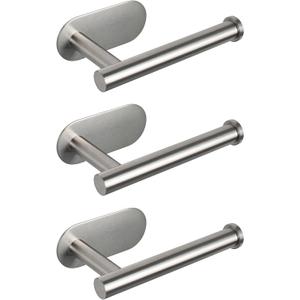 NearMoon Toilet Paper Holder Self Adhesive, Premium Thicken SUS304 Stainless Steel Rustproof Adhesive Toilet Roll Holder no Drilling for Bathroom, Kitchen, Washroom (3 Pack, Brushed Nickel)