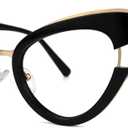 VOOGLAM Stylish Oversized Cat Eye Blue Light Blocking Glasses for Women Anti Eyestrain UV Eyewear Jazzy (Black)