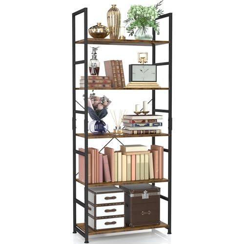 Amazon.com: NUMENN 5 Tier Bookshelf, Tall Bookcase Shelf Storage Organizer, Modern Book Shelf for Bedroom, Living Room and Home Office, Vintage : Home & Kitchen