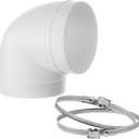 Repa Market 90 Degree 5 Inch Duct Elbow Pipe Connector - Round Flexible, Rigid PVC Pipe, Duct Tube Ventilation System Adapter - Plastic HVAC Duct Fittings with Adjustable Stainless Steel Hose Clamp 6"