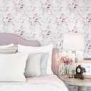 HeloHo Peel and Stick Wallpaper Light Pink Floral Leaf Wall Paper Self Adhesive Removable Waterproof Contact Paper for Bathroom Living Room Bedroom Decor 15.35" X 196.8"