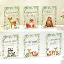 gisgfim 6 Pcs Woodland Baby Shower Table Decorations Safari Animals Baby Shower Acrylic Sign Thank You Sign Centerpieces with Stand Wedding Birthday Party Decor Favors for Guests Gift 5 x 7in