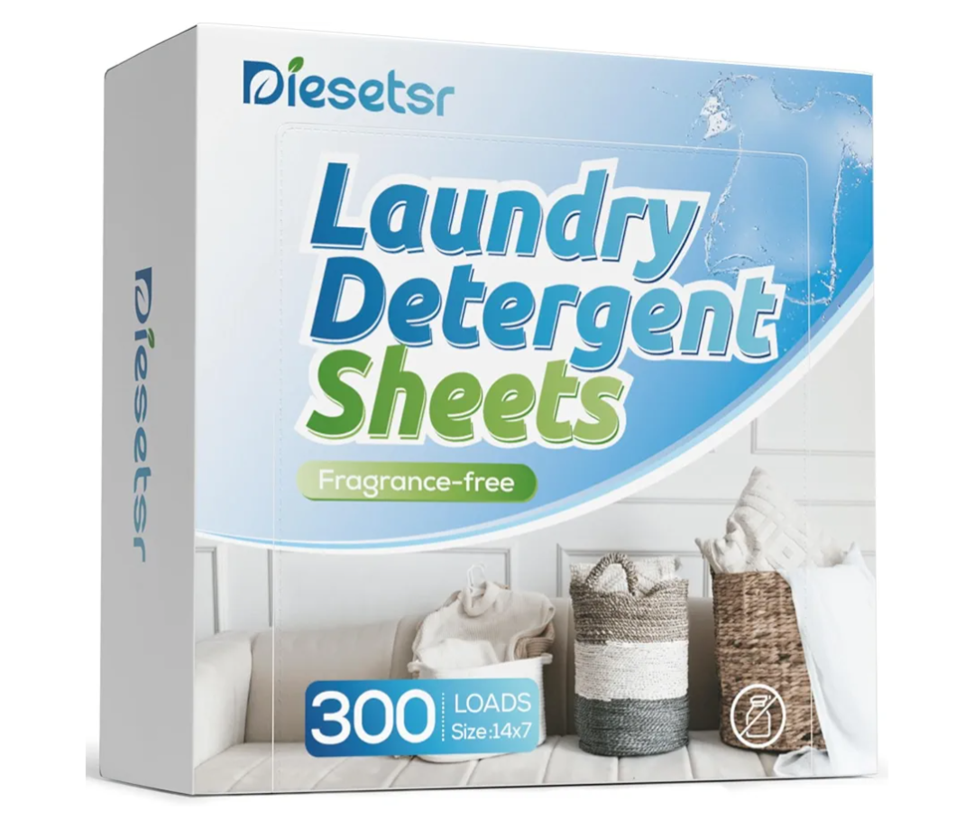 Laundry Detergent Sheets 300 Loads Diesetsr Laundry Sheet ECO-friendly Travel Plastic-Free Washing Detergent Soap Sheets,Fragrance-Free