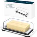 KITCHENDAO Large Airtight Butter Dish with Lid for Countertop and Fridge, Butter Keeper, Plastic Butter Holder Tray for 2 Sticks East Coast/West Coast/European Style/ Kerrygold Butter/ Cream Cheese