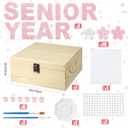 DIY Pink Senior Year Wooden Keepsake Box Set For Graduate, Valentine's Day Memento Box for Grad 9 x 9 x 4 Inches for Crafts and Photo Storage