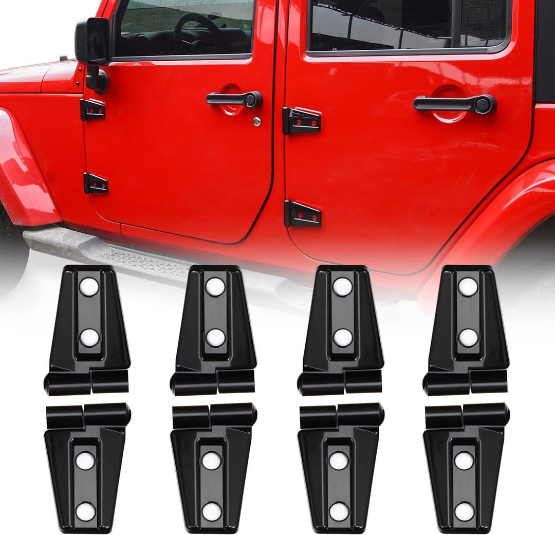 JeCar Door Hinge Cover Trim Exterior Accessories for Jeep Wrangler JK JKU Sport Rubicon Sahara X 2007-2018, Black