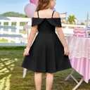 GRACE KARIN Girls Elegant Dress Off Shoulder A-Line Casual Party Dresses (Black, 8Y)