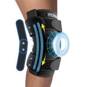 Fit Geno Hinged Knee Brace for Meniscus Tear: Adjustable Knee Support for Knee Pain w/Side Stabilizers & Hinges for Injury or Surgery Recovery - Men and Women FSA or HSA Eligible (Regular Fits S/M/L/XL, Black)