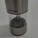 Electric Pepper Grinder & Salt Mill - Battery Operated Stainless Steel Body with Transparent Container LED Light One-Hand Operation Push-Button Switch Adjustable Coarseness Easy Refill & Clean (Silver + single grinder)