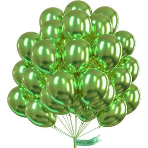 PartyWoo Metallic Green Balloons 50pcs 12 Inch Metallic Apple Green Latex Helium Balloons for Graduation Spring Forest Summer Wedding Engagement Baby Shower Birthday Party Decorations Green-G121