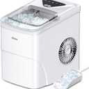 Silonn Ice Makers Countertop, 9 Bullet Ice Cubes Ready in 6 Minutes, 26lbs in 24Hrs Portable Ice Maker Machine Self-Cleaning, 2 Sizes of Bullet-Shaped Ice for Home Kitchen Office Bar Party, White