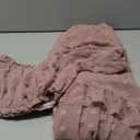 LYANER Women's 2 Piece Outfit Dress Off Shoulder Crop Top High Waist Ruffle Midi Skirt Set, XS Dusty Pink