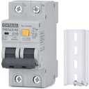 Ground Fault Circuit Breaker, 10 Amp 120V AC DIN Rail Mount Residual Current Circuit Breaker, Thermal-Magnetic Trip, Earth-Leakage Protection 30mA 1PN RCBO C10