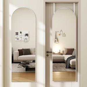 Door Mirror, Arched Full Length Mirror Over The Door, 14"x 47" Hanging Mirrors, Wall Mirrors, White