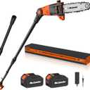 8 Inch Cordless Pole Saws, 20V Electric Pole Saw for Tree Trimming with 2 x 3.0Ah Battery & Charger, 16ft/s Cutting Speed Auto Oiling Multi-Angle Pole Chainsaw,15-Feet Maximum Adjustable Reach (Black)