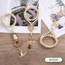 Wood Beaded Teacher Lanyard for ID Badges with Clip Keychain Retractable Reels, Clear Vertical Card Holder Nurse Accessories Work Appreciation Gifts Women, an Extra Tether Tab for Cell Phone Lanyard