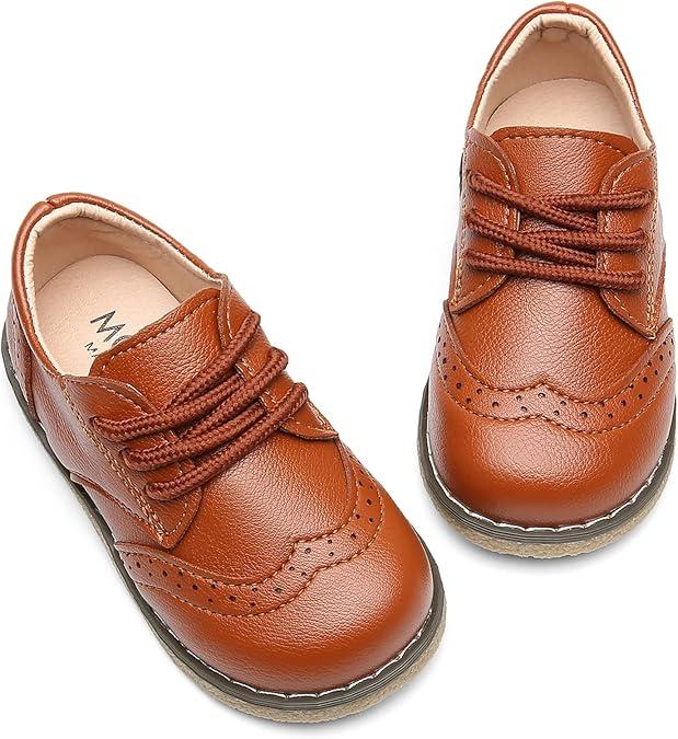 DADAWEN Toddler Boys Girls Dress Shoes Comfort Oxford Shoes Wedding Church Dress Shoes Lace Up School Uniform Loafer Flats (Toddler/Little Kid) 26