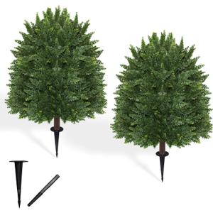 28.5" Artificial Cypress Trees Set of 2 UV Resistant Cedar Evergreen