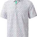 Mens Golf Shirts Quick Dry Moisture Wicking Mesh Print Casual Short Sleeve Performance Athletic Stylish Men Polo Shirt (XL)