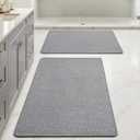 MIULEE Set of 2 Ultra Thin Bathroom Rugs, Rubber Bath Mats for Bathroom Non Slip, Quick Dry Absorbent Bath Rug Machine Washable, Fit Under Door, Shower, Sink, Home Decor, Grey, 24x36 Inch