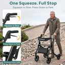 Zero Wobble Rollator Walker with Seat for Seniors, 350lb Capacity, 18" Extra Wide Seat, 8" Wheels & Dual Brake, One-Hand Folds to 9.6", 7-Level Handle Adjustable, Cup Holder & Cane Clip, Factory sl