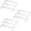 3PCS Acrylic Risers Display Stands, 3 Tier Perfume Organizer Display Shelf & Versatile Cupcake Stand Holder, Display Risers for Figures, Dessert Shelves for Party for Decoration and Organizer (3PACK Large 11.8IN)