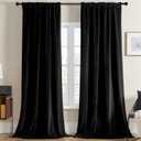 Joydeco Velvet Curtains 108 inches Long 2 Panels, Luxury Blackout Thermal Insulated Super Soft Rod Pocket Window Drapes for Bedroom Living Dining Room, Black, W52 x L108 (52"W x 108"L (Pack of 2), Rod Pocket | Black)