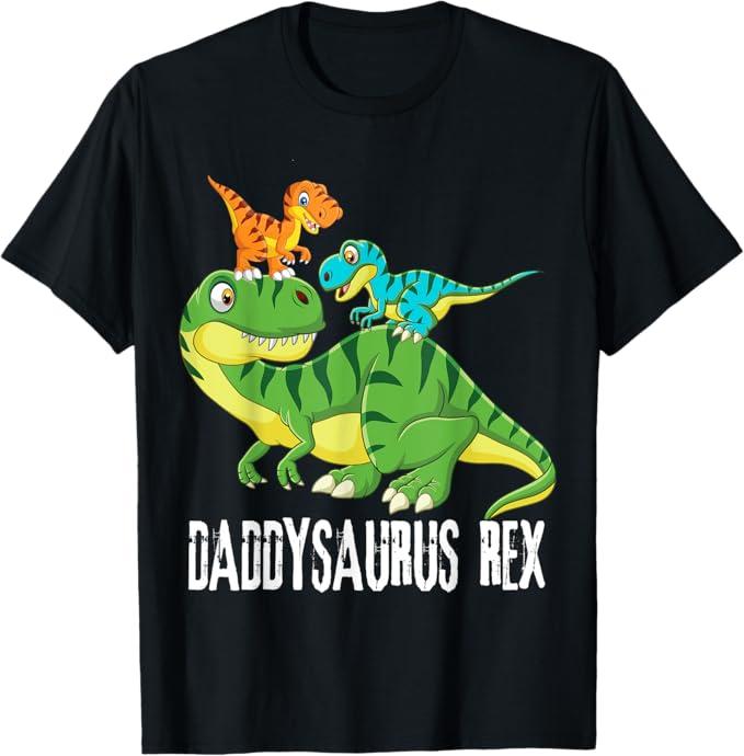 Daddy Daddysaurus Rex (2 kids) dinosaur Father's Day Gift Long Sleeve T-Shirt L