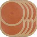 Noctiflorous Braided Round Placemats Set of 8, 15 Inch Woven Table Mats, Non-Slip Washable Wide Edge Place Mats for Kitchen Dining Table Decor (Dark Orange, 8)