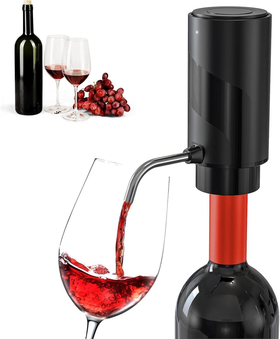 Electric Wine Aerator Pourer with USB Rechargeable, Automatic Wine Bottle Dispenser Machine and Multi-Smart Wine Decanter, Perfect Wine Gifts for Wine Lovers (Carbon Black)
