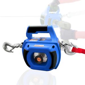 Portable Drill Winch 1000 LB Pulling Capacity with 40 Feet Alloy Steel Wire Rope | Hand Winch for Lifting & Dragging(Blue)