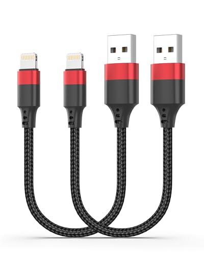 Bkduice 1ft Short iPhone Charger Cable, [MFi Certified] 2 Pack Short Lightning Cable, Braided 12 inch USB to Lightning Cord Fast Charging for iPhone 14 13 12 11 Pro Max XR XS 8 SE iPod