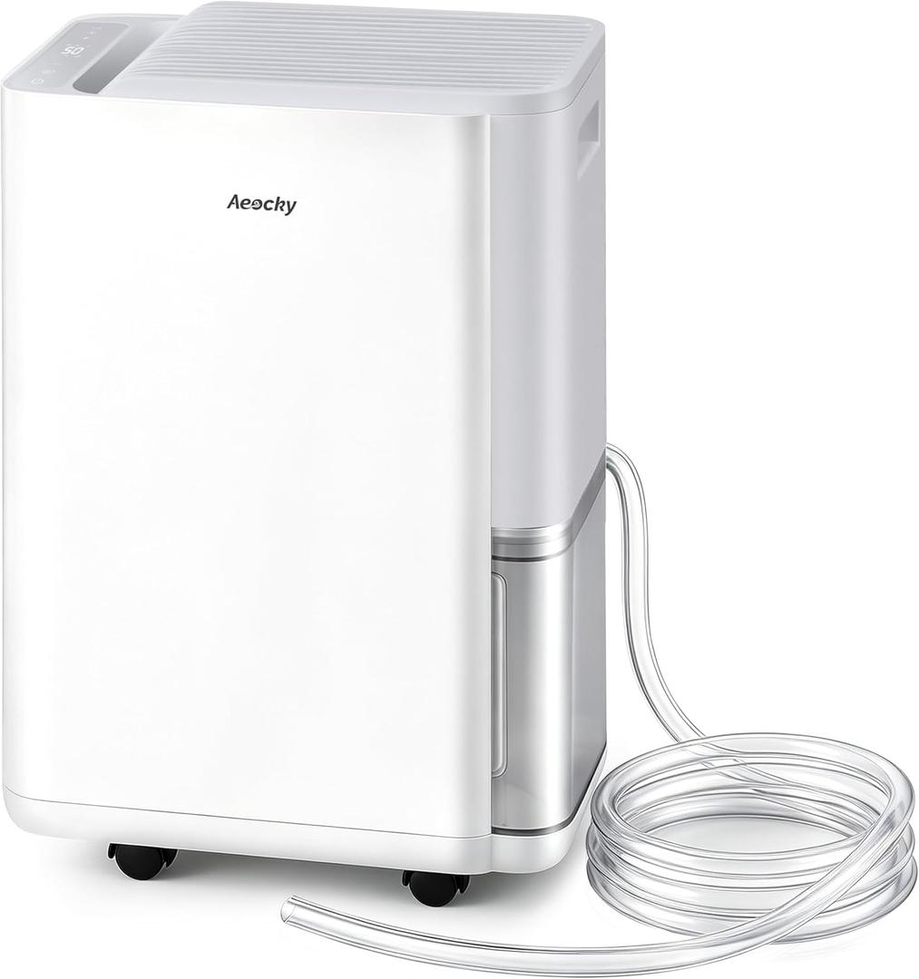 AEOCKY 2800 Sq.Ft Dehumidifier with Drain Hose, 40 Pint/D Compressor Dehumidifier for Home, Bathroom, Bedroom, Basement, 0.5 Gallon Water Tank Capacity, Intelligent Humidistat, Quiet