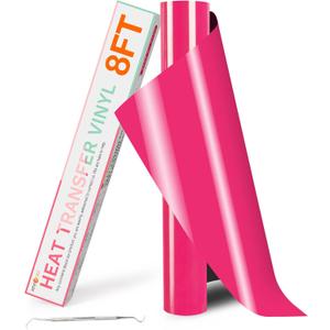 HTVRONT HTV Vinyl Rolls Heat Transfer Vinyl - 12" x 8ft Neon Pink HTV Vinyl for Shirts, Iron on Vinyl for All Cutter Machine - Easy to Cut & Weed for Heat Vinyl Design (Neon Pink)