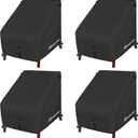 Porch Shield Patio Chair Covers - Waterproof Outdoor Lounge Deep Seat Adirondack Chair Cover 4 Pack - 34W x 37D x 36H inch, Black