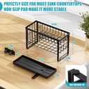 Sponge Holder for Kitchen Sink with Flexible Smiley Face, 2 Tier Kitchen Sink Organizer, Countertop and Storage Essentials, Soap Dispenser Organizer, Home Decor Accessories - Black