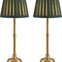 KDG Cordless LED Table Lamp Set of 2, Portables Fabric Shade Desk Lamps, 5000mAh Rechargeable Battery Powered Lighting, Dimmable Light for Dining Room, Bedroom, Bedside, Night Light, Balcony (Green)