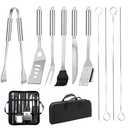 11Pcs Stainless Steel BBQ Grilling Accessories Set, Dad Gifts for Fathers Day Grilling Gifts,Portable Practical Grill Tools Utensils Kit with Storage Bag for Outdoor Grill Camping Backyard