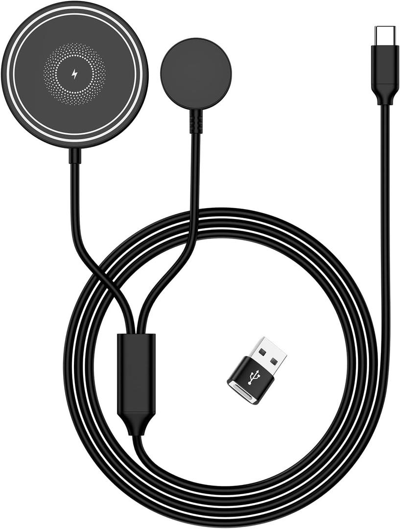 Wireless Charger for Samsung,2 in 1 for Samsung Galaxy Phone Fast Charging& Wireless Magnetic Watch Charger for Galaxy S26 S25 Ultra S24 S23 S22 Z Flip Z Fold 7 6 5 4 3 for Galaxy Watch 8 7 6 Classic