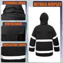 Rain Suits for Men Waterproof Rain Jacket Coat Pants Heavy Duty Women Fishing Rain Gear Workwear (Black/Hi-Vis, XXX-Large)