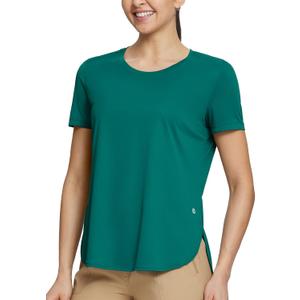Baleaf Women's Short Sleeve T Shirts Tops Running Shirts Sun Protection | Lightweight; Breathable; Sun Protection; UPF 50+; Perfect For Hiking, Fishing, Golf, Camping, or Everyday Wear (Green, XS)