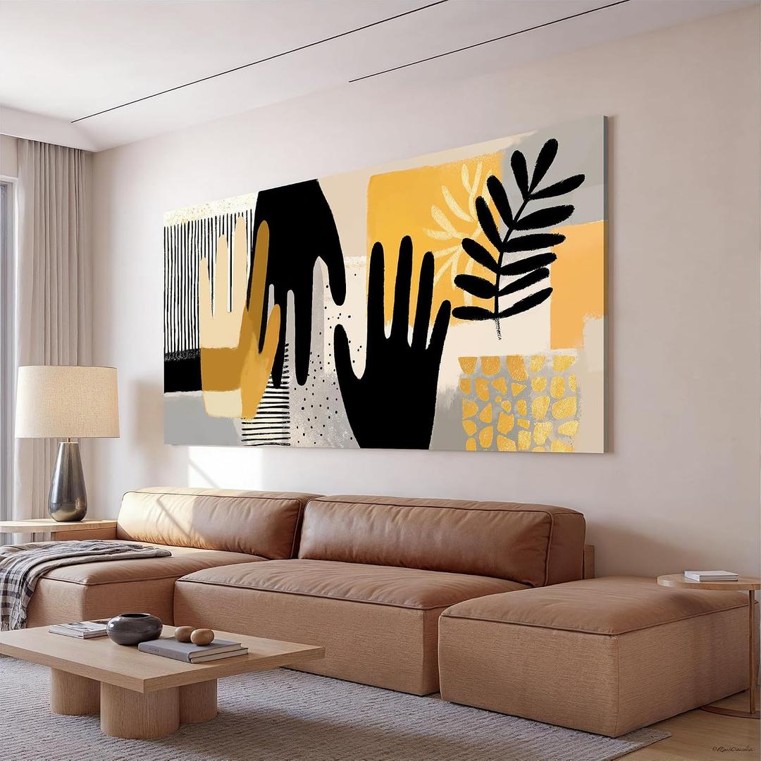 I@U Abstract Wall Art Decor Minimalist Artwork For Walls Modern Black Yellow Boho Wall Art Print Canvas Wall Art Decor For Living Room Bathroom Kitchen Bedroom Office Decorations 20x40 Inch