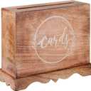 Wedding Card Box with Card Slit and Lock 12"X10"X4.5"- Gift Wishing Well Card Box for Weddings, Receptions, Birthdays, Graduations, Baby Showers, Honeymoon Funds KHNDCNC (Burnt)