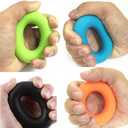4 Pack Hand Grip Strengthener Rings Finger Exerciser Grip Strength Trainer Silicone Squeezer Gripper for Muscle Strengthening Training Forearm Grip Workout Stress Relief Rehabilitation 30LB-60LB